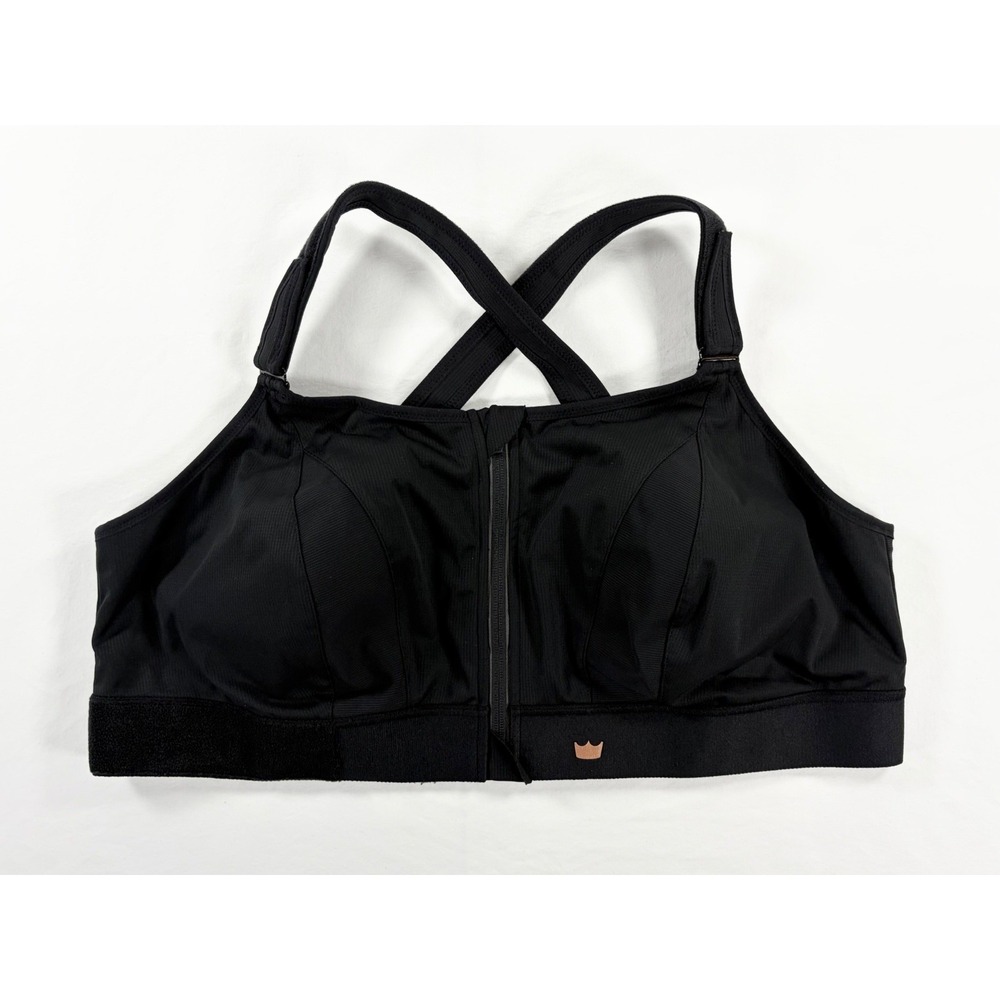 NEW SHEFIT Ultimate Sports Bra High Impact Black Solid 6XL 6 Luxe NWOT Zip Front